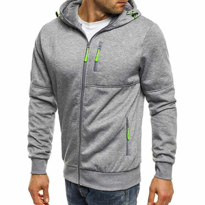 Otoño Invierno hombres puro algodón grueso cárdigan deportes ocio Fitness chaqueta cremallera capucha diseño explosivo con capucha teñido liso - Product Image 4