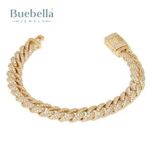 10mm Fine Jewelry Iced Out <b>Gold</b> <b>Plated</b> 925 Sterling Silver Cuban Bracelet Moissanite Men's Bracelets & <b>Bangle</b> - Product Image 1