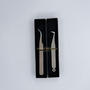 Pinzas Profesionales Curvadas de 90 Grados para Extensión de Pestañas, Acero Inoxidable con Recubrimiento en Polvo Color Piel, Punta Plateada, Herramienta de Belleza para Salón de Pestañas - Product Image 6