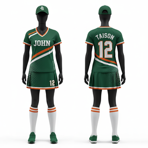 Uniforme de Hockey sobre Césped para Mujer, Tela Interlock de Poliéster Premium de 160 GSM, Falda de Jersey Sublimada con Paneles Verde Lima y Verde Azulado - Product Image 4