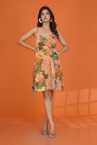 Indien fait à la main coton doux naturel élégant fête porter été imprimé fleuri robe mi-longue personnalisé mariée mariage lune de miel cadeau - Product Image 2