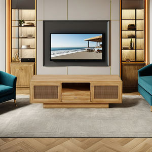 Cajón de TV de diseño moderno de alta calidad de madera de teca real para muebles para el hogar y muebles de sala de estar - Product Image 1