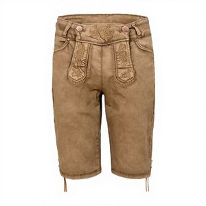 Shorts en jean pour homme, décontractés, été, marron clair, boutons, style vintage, design de créateur (Trachten Oktoberfest allemand), 100% coton - Product Image 1