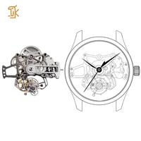 Mouvement tourbillon squelette complet, ouverture à 6 heures, mécanisme tourbillon automatique, réserve de marche de 45 heures, montre personnalisée