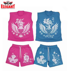 Conjunto de Camiseta sin Mangas y Pantalones Cortos de Algodón para Hombre, Tela Suave y Transpirable, Buena Calidad, Impresión Térmica y DTF, Otoño, por Elegant Sports - Product Image 2