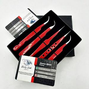 Pince à épiler pour extensions de cils rouge de haute qualité, durable, avec pointe en acier inoxydable à prise lisse, logo personnalisé, marque privée, pointe en fibre - Product Image 2