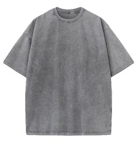 Vintage Acid Wash Drop-épaule surdimensionné 100% coton lourd T-Shirt hommes Streetwear Hip Hop imprimer avec Logo personnalisé - Product Image 2