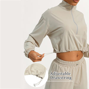 Conjunto Deportivo de Dos Piezas para Mujer, Top Corto con Cierre de Cremallera y Pantalones Cortos, Conjunto Atlético de Alto Rendimiento para Gimnasio y Entrenamiento - Product Image 3