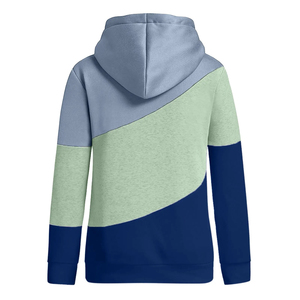 Autumn <b>Women's</b> <b>Black</b> Sweatshirt with Three-Color Stitching Drawstring Hood Casual Fashion Cap Collar Long Sleeves-Breathable <b>Top</b> - Product Image 2