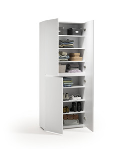 Terraneo - Mueble Multiusos Moderno de Madera con 4 Puertas, Tiradores Empotrados, 7 Estantes Ajustables y Puerta con Espejo, Zapatero - Product Image 1