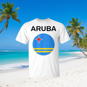 T-shirt promozionale moderna con bandiera di Aruba - Product Image 3
