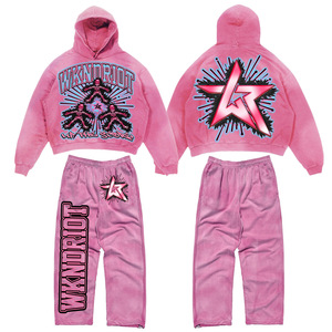 Ensemble sweat à capuche et pantalon de survêtement Streetwear surdimensionné pulls et joggings imprimés à la mode pour hommes et femmes - Product Image 1