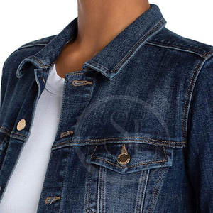เสื้อแจ็คเก็ตยีนส์ผ้าฝ้ายย้อมสีน้ำหนักเบาสำหรับผู้หญิง ไซส์พลัส สวมใส่สบาย ระบายอากาศได้ดี กันลม เหมาะสำหรับฤดูหนาว - Product Image 5