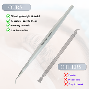 Outil professionnel personnalisé de levage des cils en acier inoxydable, léger, double face, poignée antidérapante, pointe pointue à 45 degrés avec coupe - Product Image 5