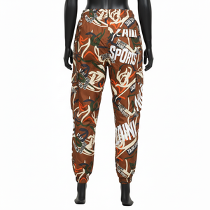 Pantalon coupe-vent pour femme, tissu en polyester tissé de qualité supérieure, léger, marron, style cargo, logo imprimé par transfert thermique, pantalon coupe-vent - Product Image 2