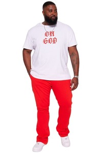 Pantalon de survêtement évasé 2 de couleur unie pour hommes, nouveauté, logo personnalisé, pantalon de survêtement brodé en coton éponge français - Product Image 4