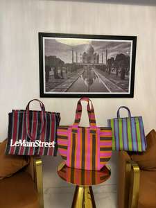 ถุงช้อปปิ้งทำจากไนลอนรีไซเคิลทำจาก PP เป็นมิตรต่อสิ่งแวดล้อมมีลายทางที่ยั่งยืนผลิตในอินเดีย-ตัวเลือกจำนวนมาก - Product Image 4