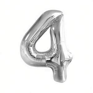 Palloncini Numero Party Love Argento N4 80cm Confezione da 12 Pezzi - Product Image 2