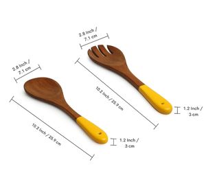 Cuenco de ensalada para servir con colmena de miel con servidores de ensalada Cuenco de servicio redondo de madera de mango para pasta Ensaladas de frutas o palomitas de maíz - Product Image 5