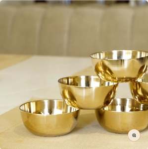 Kansa Katori Laiton Globe Bronze Bols Élégant Plain Esthétique Métal Dîner et Lunchware - Product Image 6