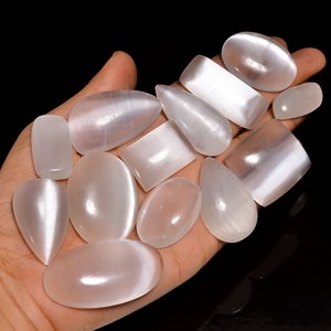 Cabujón de selenita blanca Natural Piedra preciosa de selenita de cristal blanco pulido para joyería Colgante Piedra suelta Piedra preciosa de selenita blanca - Product Image 4