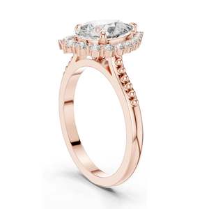 Anillo de Compromiso con Halo de Diamantes de Laboratorio con Corte Pera de 2.14 CT para Mujer, Claridad VVS-VS EF, Oro de 18K, 14K, 10K y Plata 925, Color Rosa - Product Image 5