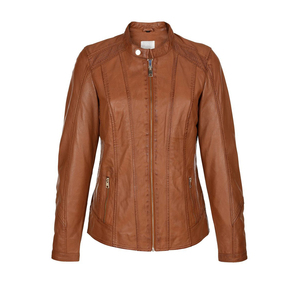 Chaqueta de Cuero para Mujer, Transpirable, con Cierre de Cremallera, Hecha a Medida, de Alta Calidad y Elegante, Disponible en Diferentes Colores - Product Image 1