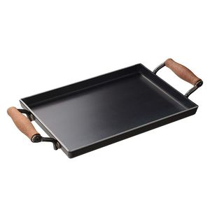 Bandeja de servicio galvanizada de forma rectangular recubierta de polvo negro Plato de servicio Plato galvanizado hecho a mano de lujo más vendido - Product Image 1