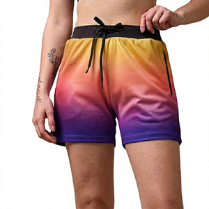 Shorts sportifs pour femmes, tendance, nouvelle collection, imprimés par sublimation, bande élastique haute élasticité, respirant, tissé en polyester, coupe régulière, séchage rapide - Product Image 6