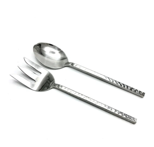 Cuchara y tenedor para servir ensalada de acero de diseñador con mango de madera Juego de servidor de ensalada de Estilo Vintage Herramientas de cocina más vendidas - Product Image 6