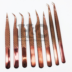 Nouveautés Pince à cils personnalisée plate à pointe en fibre Logo OEM Noir Or rose Multi-pinces en acier inoxydable lisses - Product Image 4