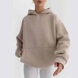 <b>Top</b> Selling <b>Women</b> <b>Winter</b> Long Velour Oversized Hoodie Plain Dyed Streetwear Solid Drop Shoulder Customised Logo Printing - Product Image 5