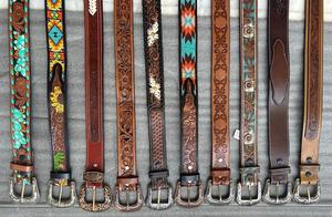 Cinturón con cuentas de diseñador de vaquero de cuero americano, regalo para hombre, moda occidental, cinturón de lujo ostentoso, piel de vaca Premium, Floral, mecanizado a mano - Product Image 6