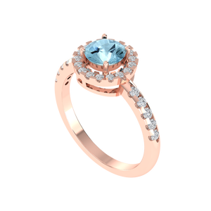 Anillo de Plata de Ley 925 con Piedra Preciosa de Aguamarina Solitaria, Chapado en Oro de 18 Quilates, Opciones de Revestimiento de Rodio Rosa - Product Image 5