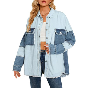 2025 chaqueta vaquera de manga con parche lavado ligero para mujer, prendas de vestir informales para mujer, chaqueta de otoño, chaqueta vaquera con bolsillos, chaqueta vaquera, abrigo OEM - Product Image 4