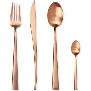 Juego de cubiertos pulidos con espejo de oro rosa con mango de palo largo Juego de cubiertos de acero inoxidable de metal hecho a mano con soporte - Product Image 1