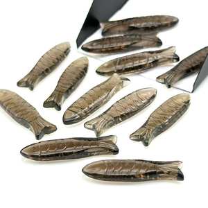 Cuarzo Ahumado Tallado a Mano en Forma de Pez, Gema Briolette, Cristal Suelto de 30x10 MM - Product Image 2