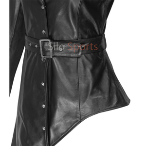 Abrigo de invierno térmico asimétrico de piel de oveja negro original para mujer, superventas OEM, MOQ bajo, transpirable, teñido liso - Product Image 5