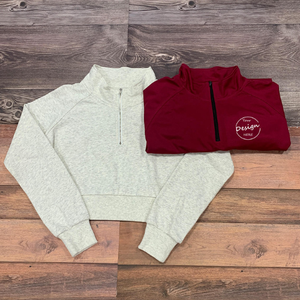 New Designer High Quality Cotton Fleece Long Sleeves Stand Collar Fitted Half Zip up <b>Crop</b> <b>Top</b> Raglan Half Zipper <b>Crop</b> Sweatshirt - Product Image 5