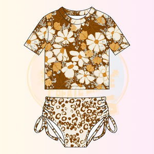 KERUI 2025 детские летние купальники для детей 50 + купальники с принтом шорты с коротким рукавом Летний купальник комплект из 2 предметов - Product Image 3