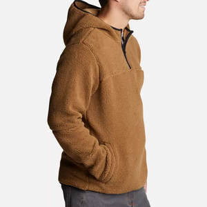 Short <b>zip</b> <b>brown</b> color cotton made <b>hoodie</b> for MEN OEM ODM Supplier Best for winter 2025 - Product Image 5