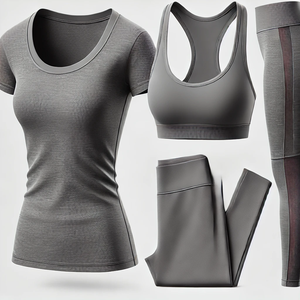 Conjunto de Yoga de 2 Piezas a Cuadros para Mujer, Talla Grande, Sin Costuras, Nuevo, Otoño, Levanta Glúteos, Pantalones Cortos Deportivos, Leggings de Gimnasio, Cintura Alta - Product Image 5