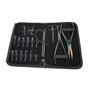 Kit d'outils pour extensions de cheveux Microbead : Pince à sertir, crochet pour boucles, pince à ouvrir les micro-anneaux, aiguilles oscillantes, clip pour sectionnement des cheveux - Product Image 1