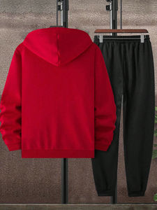 Survêtements personnalisés pour hommes avec logo brodé, coupe ajustée, en coton, sweats à capuche et sweat-shirts 100% coton pour hommes - Product Image 2