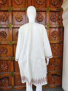 Elegante Kurta Corta Boho para Mujer, Corte Regular, Hasta la Rodilla, Transpirable, de Algodón Bordado, Casual, para Playa, Cuello en V, para Verano e Invierno - Product Image 2