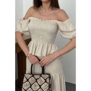 Beige Pleated <b>Linen</b> Suit - Beige - Product Image 4