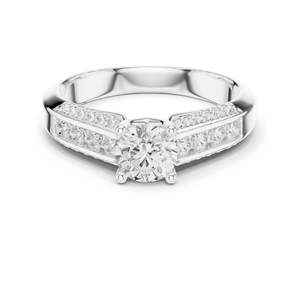 Anillo de Compromiso con Halo de Diamantes de Laboratorio Redondos Brillantes de 1.122 CT, Claridad VVS-VS EF, Oro de 18K, 14K, 10K y Plata 925, Color Rosa - Product Image 3