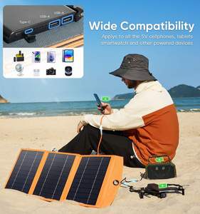 Charge rapide 20W Panneaux solaires portables en plein air Banque d'alimentation solaire double USB Powerbank 10000mah pour l'extérieur/Camping/Randonnée - Product Image 6