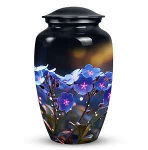 Forget Me Not Blue Flower Sunset Urna decorativa para cenizas humanas Metal para adultos Funeral Floral Memorial Urna - Product Image 6