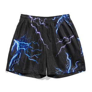 Wholesale Summer Fashion Printing Sublimated Breathable Quick Dry 100% Polyester Mesh Shorts High Street Style <b>Elastic</b> Men - Product Image 5